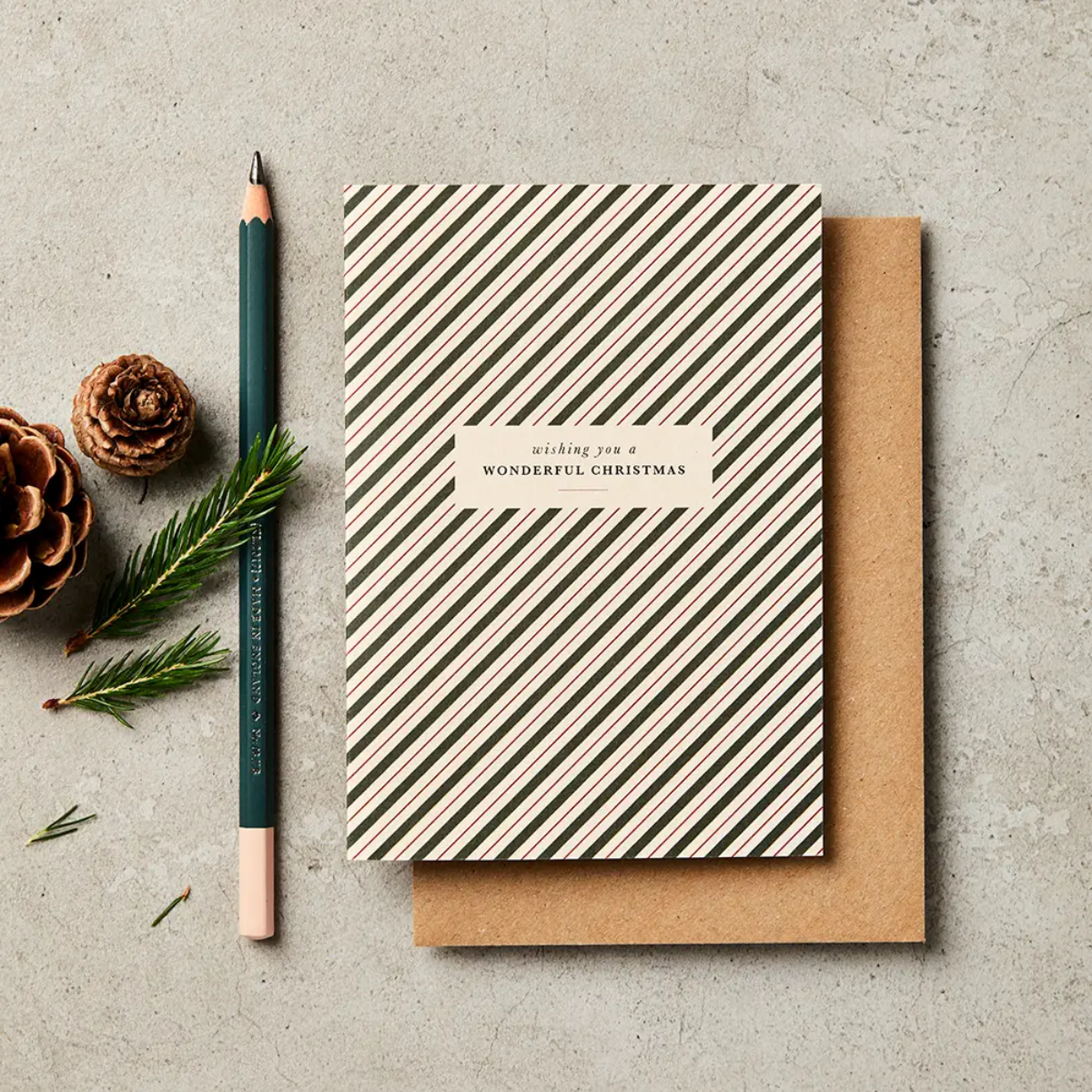 Katie Leamon Christmas Stripe Greeting Card A6