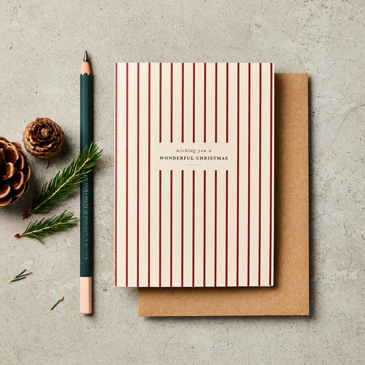Katie Leamon Candy Cane Strip Christmas Card A6