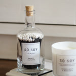 Só Soy Long Handled Safety Matches Glass Jar Bottle Black