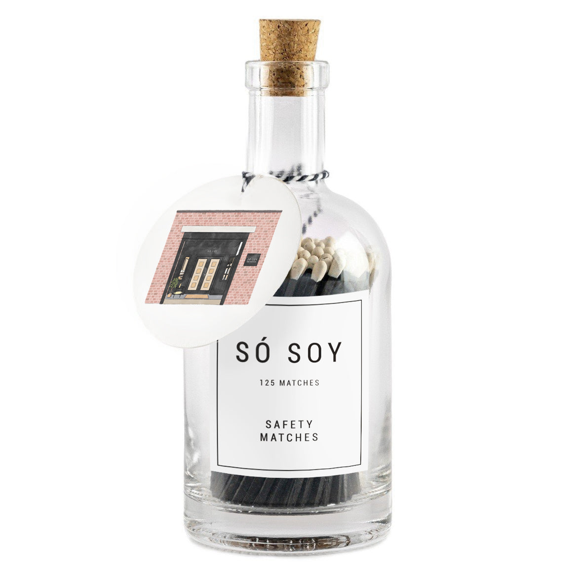 Só Soy Long Handled Safety Matches Glass Jar Bottle Black