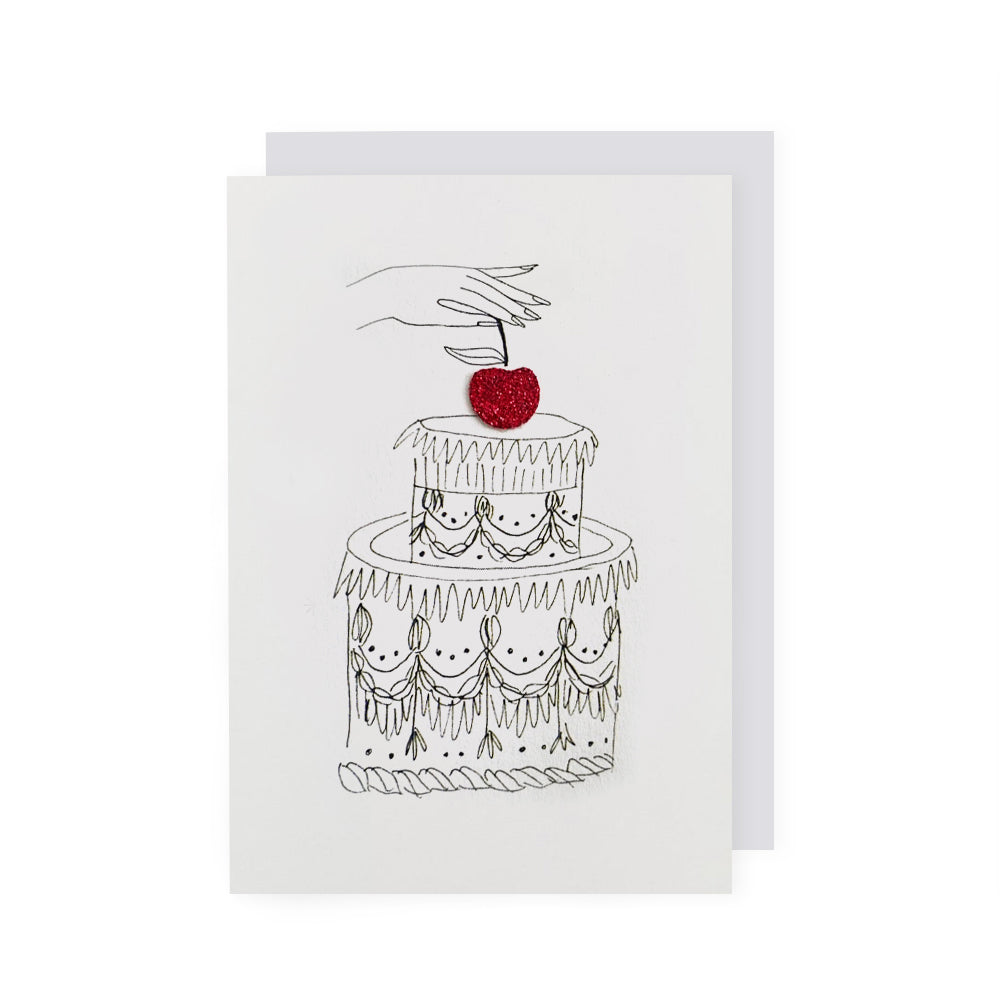 Cherry on top birthday cake card at Só Soy