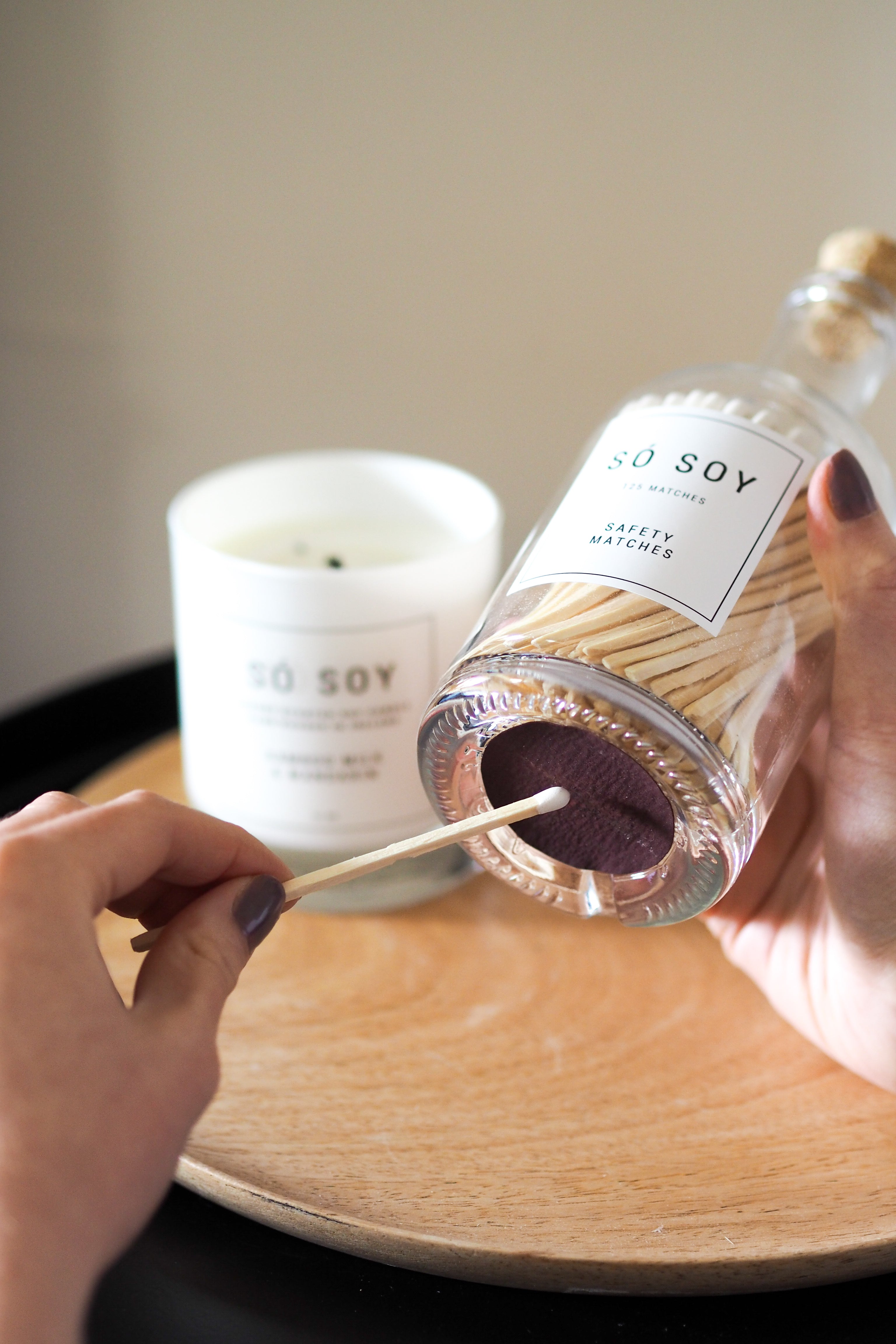 Só Soy Long Handled Safety Matches Glass Jar Bottle White