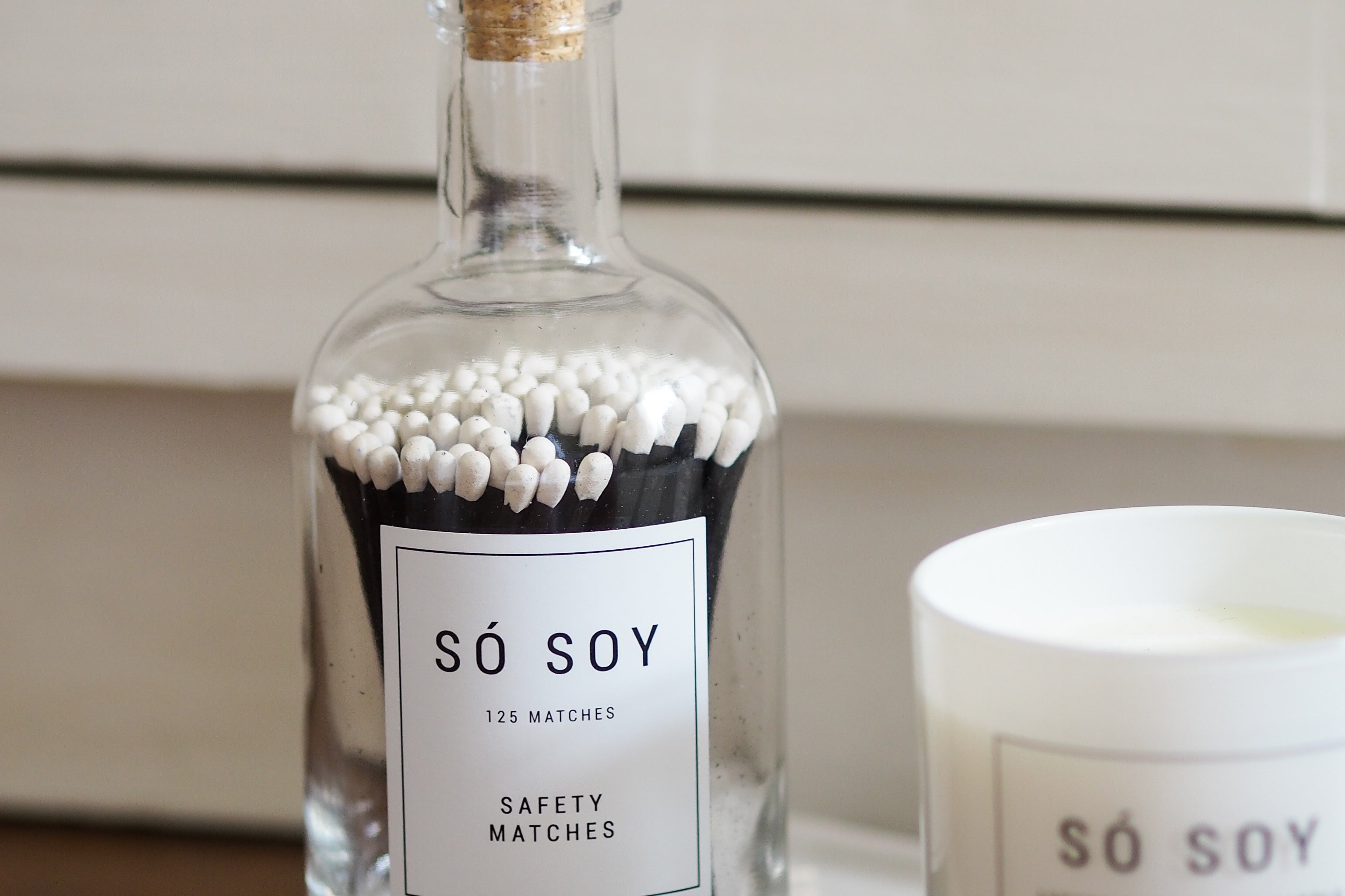 Só Soy Long Handled Safety Matches Glass Jar Bottle Black