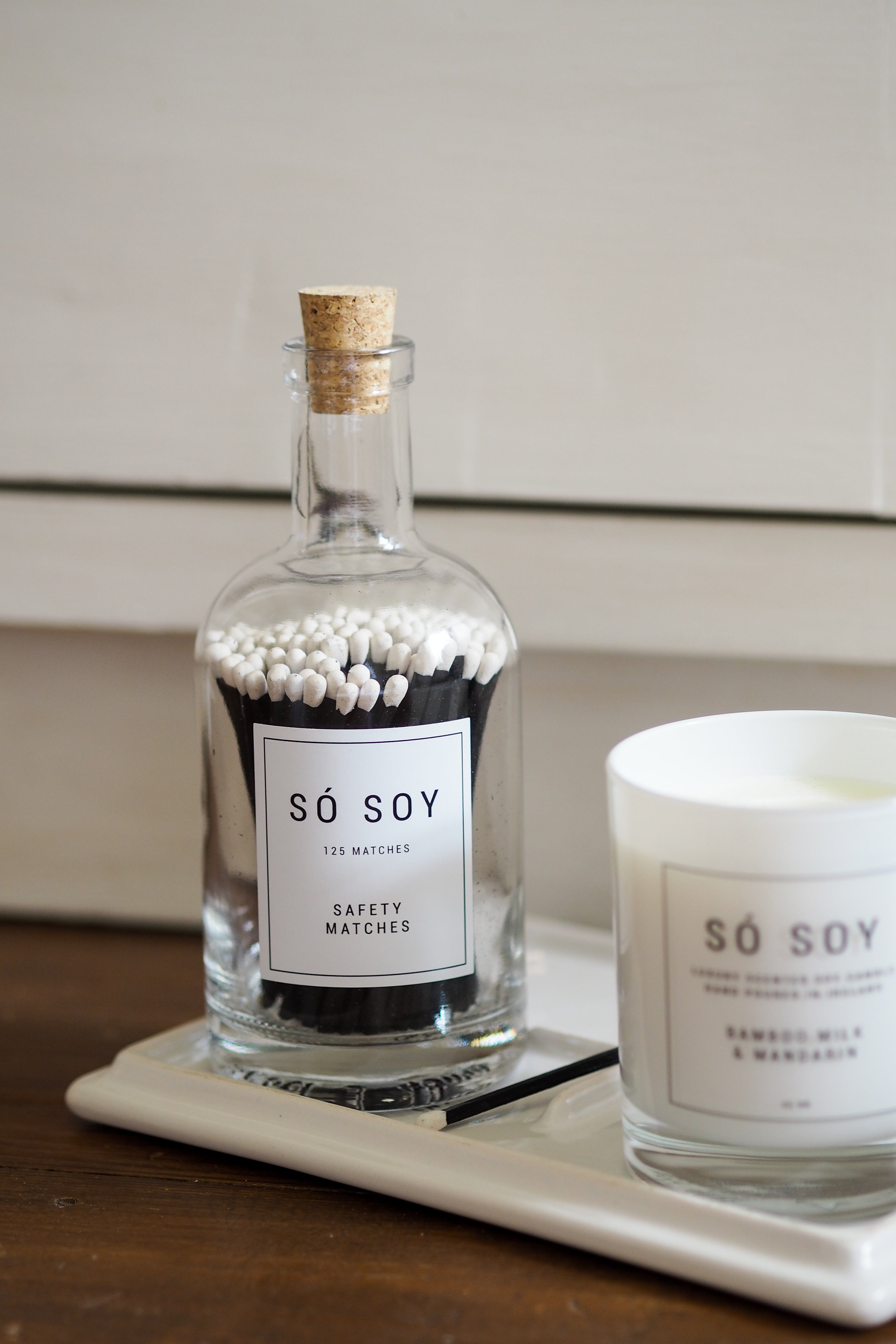 Só Soy Long Handled Safety Matches Glass Jar Bottle Black