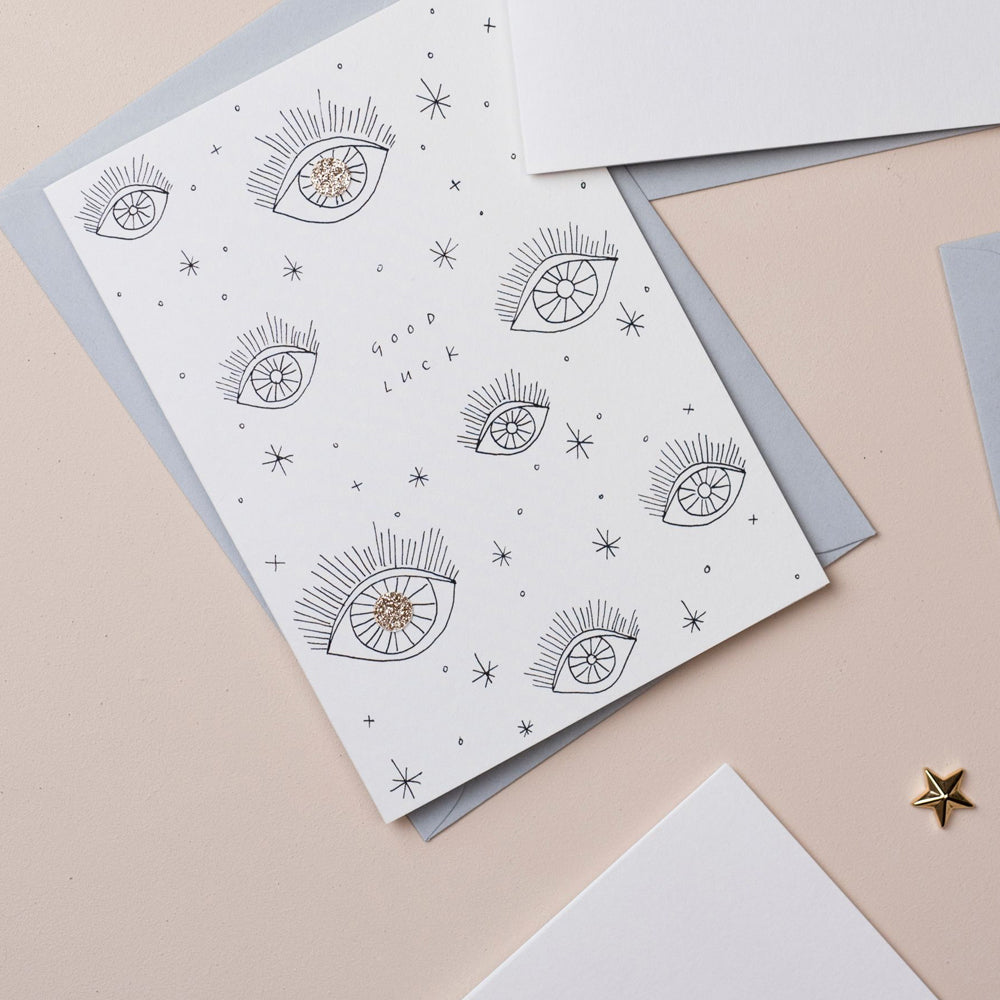 Good Luck Eyes Glitter Katie Housley Greeting Card