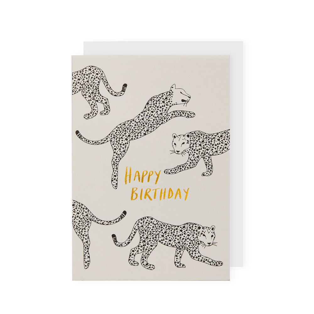 Happy Birthday Gold Leopard Kinshipped Greeting Card