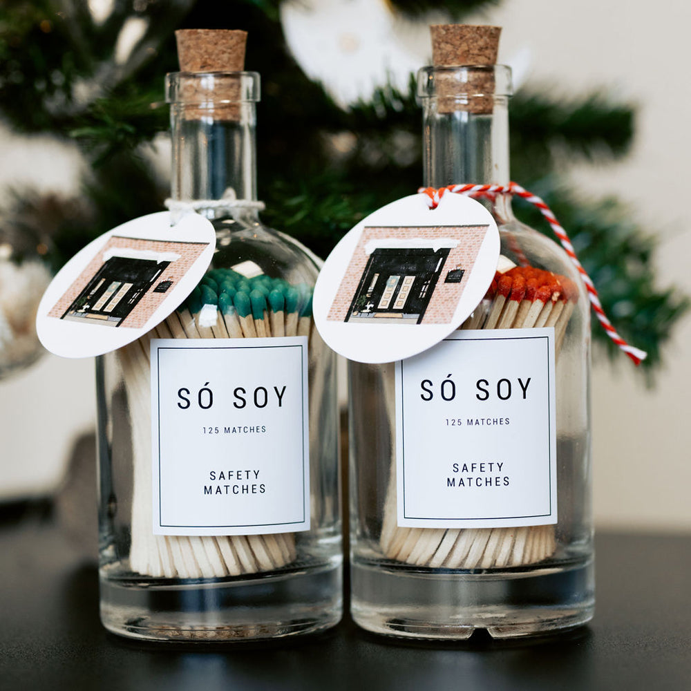 Red Christmas Glass Bottle Safety Matches by Só Soy 